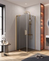 Душевой уголок Cezares Slider AH 1 80-70/80 GRIGIO BORO профиль брашированное золото, стекло серое