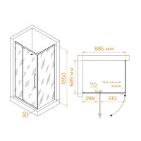 Душевой уголок RGW Classic CL-046-B 90х70x185, профиль матовый черный, стекло прозрачное
