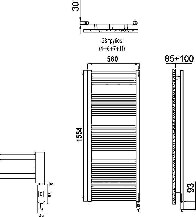 Полотенцесушитель электрический Irsap Ares EI 146,2x58, хром