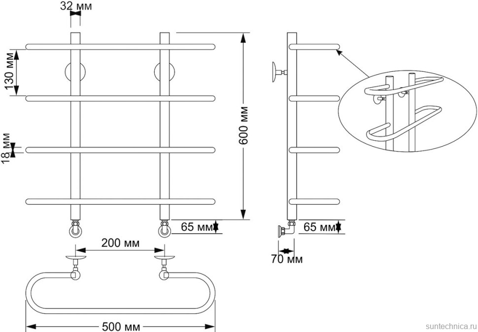 Полотенцесушитель водяной Secado Венеция 4603777476762 65x50 см, бронза, лесенка, латунь