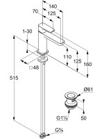 Смеситель для раковины Kludi Renon 42289N175 брашированная бронза PVD Смеситель для раковины Kludi Renon 42289N175 брашированная бронза PVD