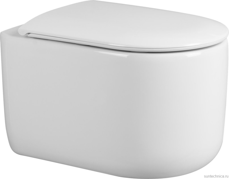 Унитаз подвесной Abber Bequem AC1129 безободковый, с микролифтом, белый