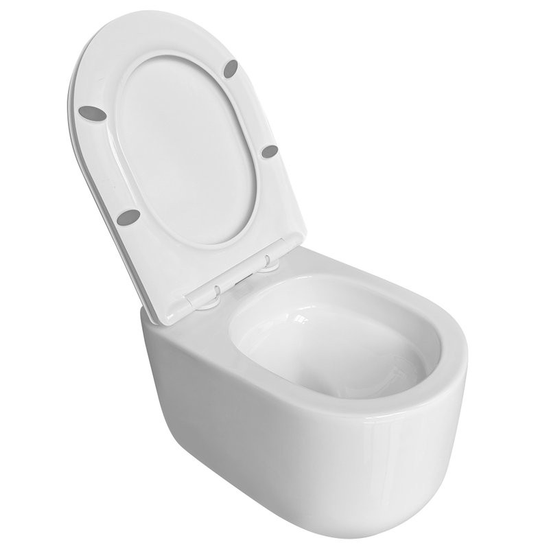 Унитаз подвесной Abber Bequem AC1129 безободковый, с микролифтом, белый