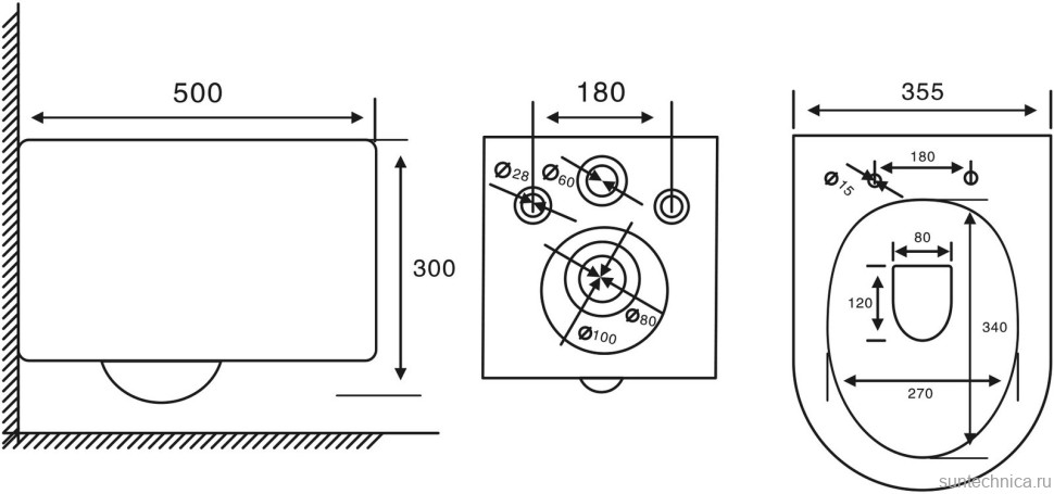 Унитаз подвесной Abber Bequem AC1129 безободковый, с микролифтом, белый