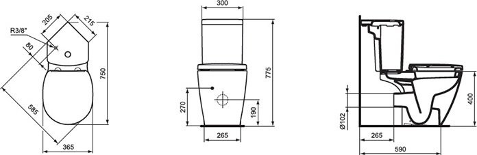 Унитаз-компакт напольный Ideal Standard Connect space Connect Space E119501 угловой