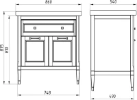 Тумба с раковиной ASB-Woodline Гранда 85 антикварный орех Тумба с раковиной ASB-Woodline Гранда 85 антикварный орех