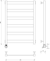 Полотенцесушитель электрический Secado Комано 1 , 85x55 см, подключение слева, матовый черный, лесенка