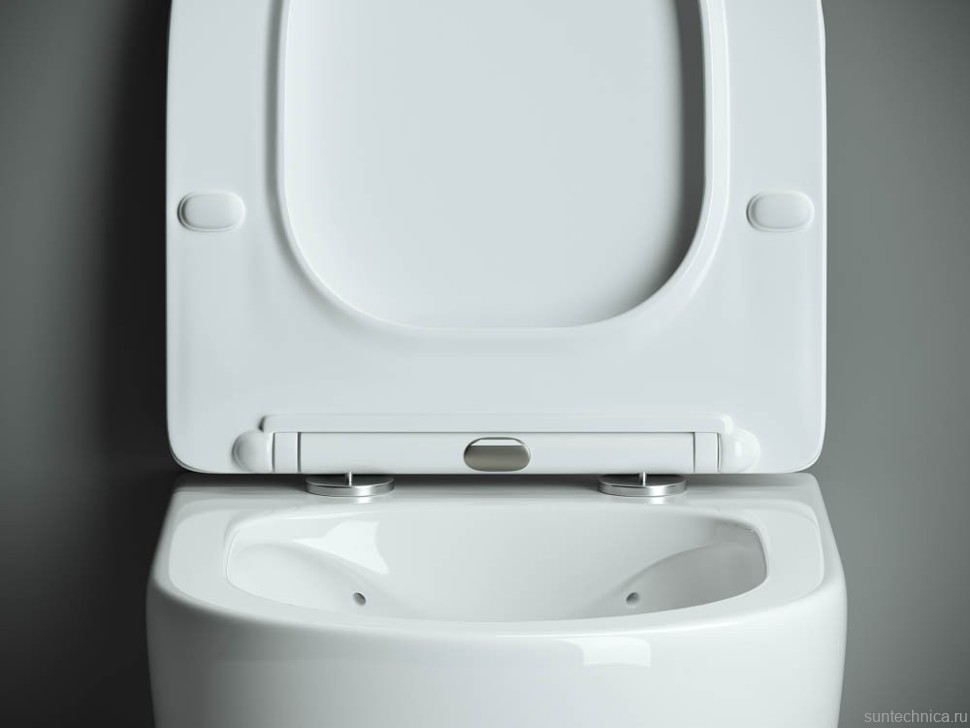 Комплект Ceramicanova Унитаз подвесной Mono CN1905 безободковый, с микролифтом + Инсталляция Balance CN121002CH с кнопкой Square глянцевый хром