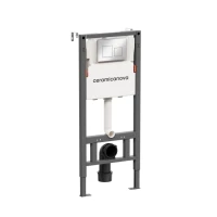 Комплект Ceramicanova Унитаз подвесной Mono CN1905 безободковый, с микролифтом + Инсталляция Balance CN121002CH с кнопкой Square глянцевый хром