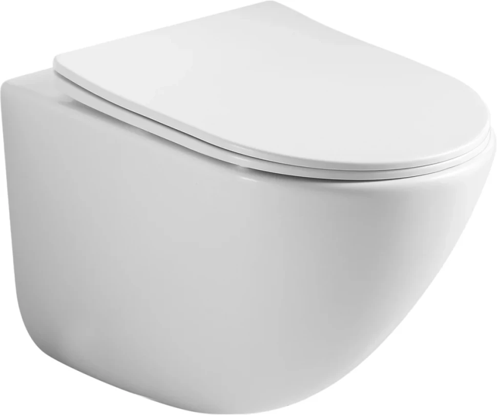 Комплект Ceramicanova Унитаз подвесной Mono CN1905 безободковый, с микролифтом + Инсталляция Balance CN121002CH с кнопкой Square глянцевый хром