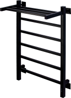 Полотенцесушитель электрический Comfysan Marte-K EC-6 80x55 см, подключение справа, слева, матовый черный, лесенка, из стали, с полкой