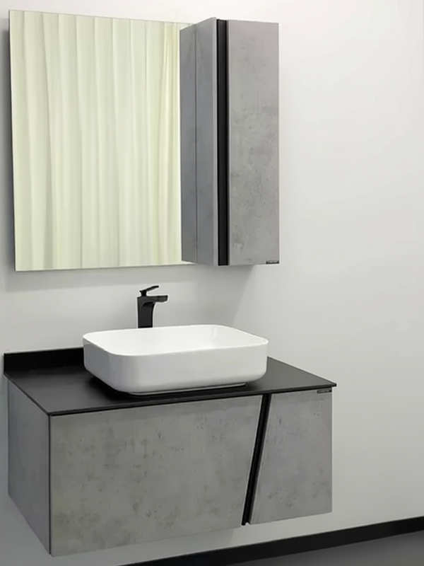 Мебель для ванной комнаты Comforty Эдинбург 90 подвесная, светлый бетон, с раковиной COMFORTY T-Y9378