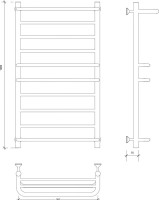 Полотенцесушитель водяной Secado Верона 2 100x55 см, глянцевый хром, лесенка, с полкой