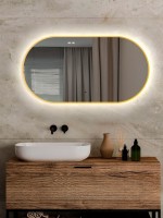 Зеркало Abber Kontur AG6304SCG 55х105 см, с подсветкой, золото