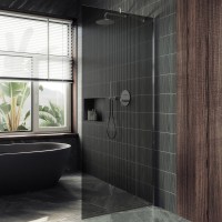 Душевая перегородка Maybahglass MGD-1355-5ш 99 см, профиль хром матовый, стекло графит