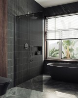 Душевая перегородка Maybahglass MGD-1355-5ш 99 см, профиль хром матовый, стекло графит