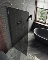 Душевая перегородка Maybahglass MGD-1355-5ш 99 см, профиль хром матовый, стекло графит