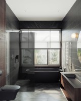 Душевая перегородка Maybahglass MGD-1355-5ш 99 см, профиль хром матовый, стекло графит