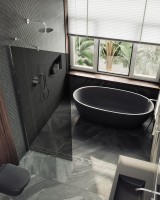 Душевая перегородка Maybahglass MGD-1355-5ш 99 см, профиль хром матовый, стекло графит