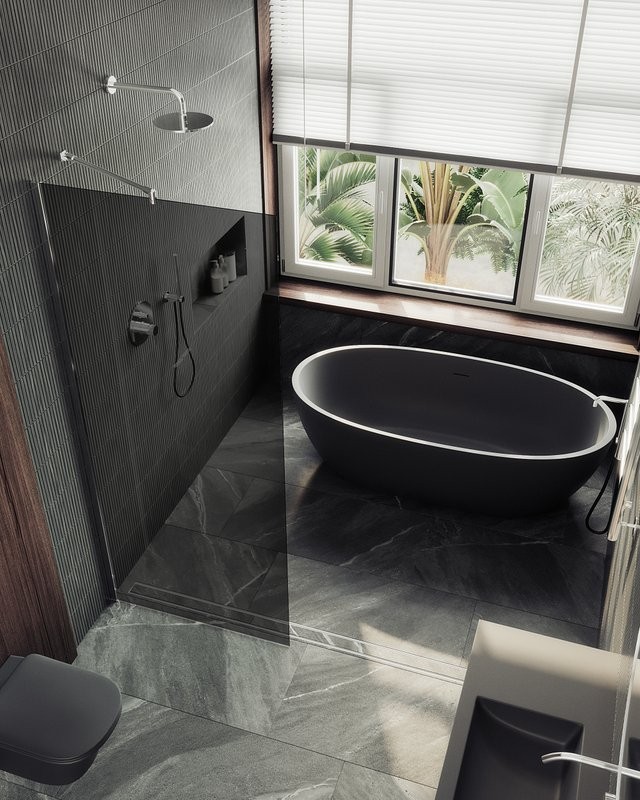 Душевая перегородка Maybahglass MGD-1355-5ш 99 см, профиль хром матовый, стекло графит