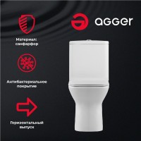 Унитаз-компакт напольный Agger AT02000 безободковый, с микролифтом