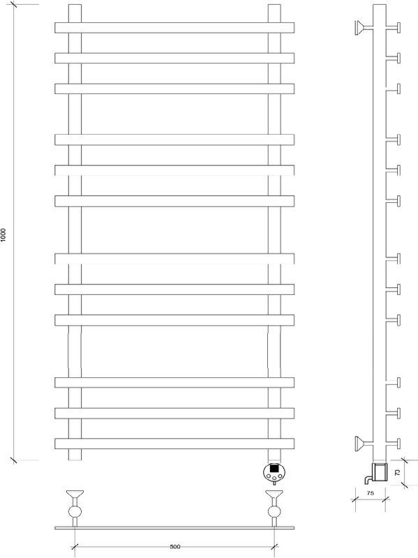 Полотенцесушитель электрический Secado Понтида Плюс, R 100x60 см, подключение справа, хром, лесенка