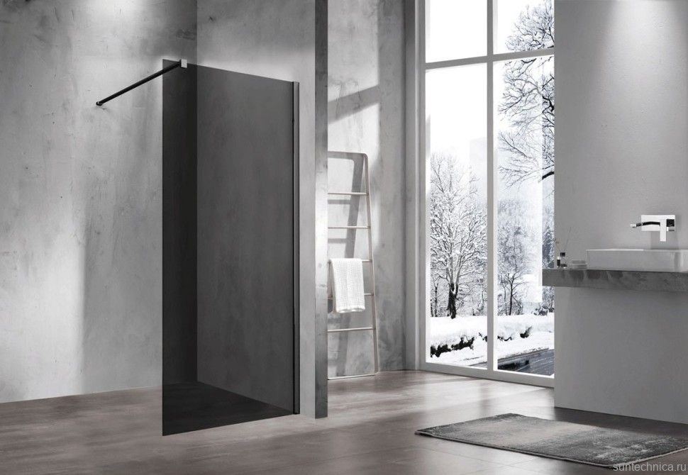 Душевая перегородка Vincea Walk-in VSW-1H900CGB 90 см, профиль матовый чёрный, стекло тонированное