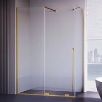 Душевой уголок Veconi Premium Trento PTC-SP-50G 130х80 см, профиль брашированное золото, стекло прозрачное