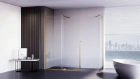 Душевой уголок Veconi Premium Trento PTC-SP-50G 130х80 см, профиль брашированное золото, стекло прозрачное