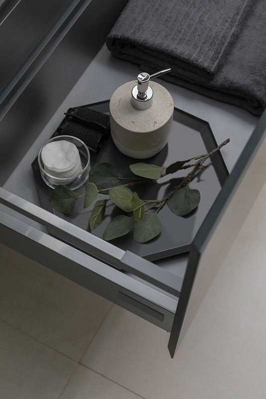 Тумба с раковиной Allen Brau Infinity 85 1+1, подвесная, антрацит матовый, столешница графит