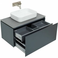 Тумба с раковиной Allen Brau Infinity 85 1+1, подвесная, антрацит матовый, столешница графит
