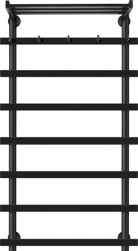 Полотенцесушитель электрический Secado Понтида 1 КСП, R 100x60 см, подключение справа, матовый черный, лесенка, с полкой