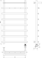 Полотенцесушитель электрический Secado Понтида 1 КСП, R 100x60 см, подключение справа, матовый черный, лесенка, с полкой
