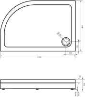 Поддон для душа Bas Раунд R 120x80 L Поддон для душа Bas Раунд R 120x80 L