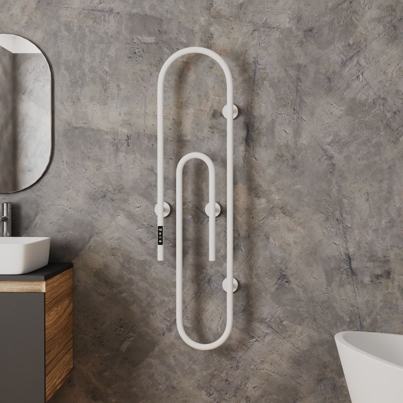 Полотенцесушитель электрический Bauedge Wall Clip AF0013 30x120, белый матовый