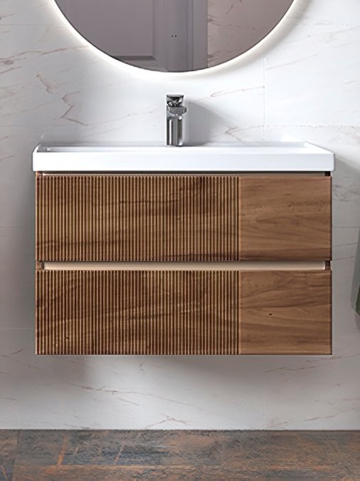 Тумба с раковиной Velvex Mondi 80 акация темная