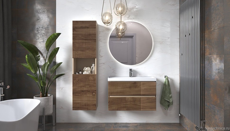 Тумба с раковиной Velvex Mondi 80 акация темная