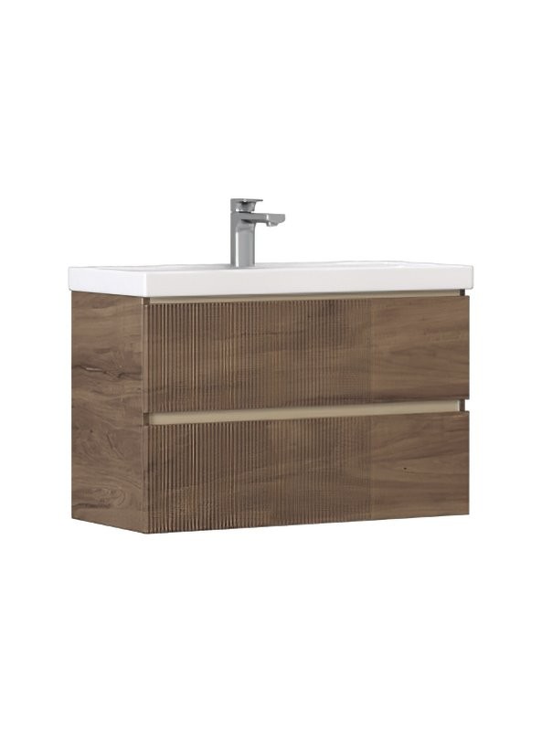 Тумба с раковиной Velvex Mondi 80 акация темная