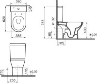 Унитаз-компакт напольный VitrA Integra Round Open-Back 9833B003-7206 с микролифтом