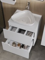 Тумба с раковиной Orange Line 60 подвесная, 2 ящика, матовая белая с раковиной B07-500W