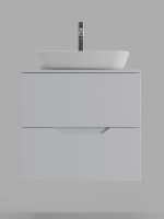 Тумба с раковиной Orange Line 60 подвесная, 2 ящика, матовая белая с раковиной B07-500W