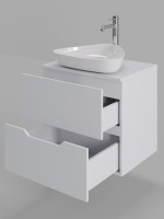 Тумба с раковиной Orange Line 60 подвесная, 2 ящика, матовая белая с раковиной B07-500W