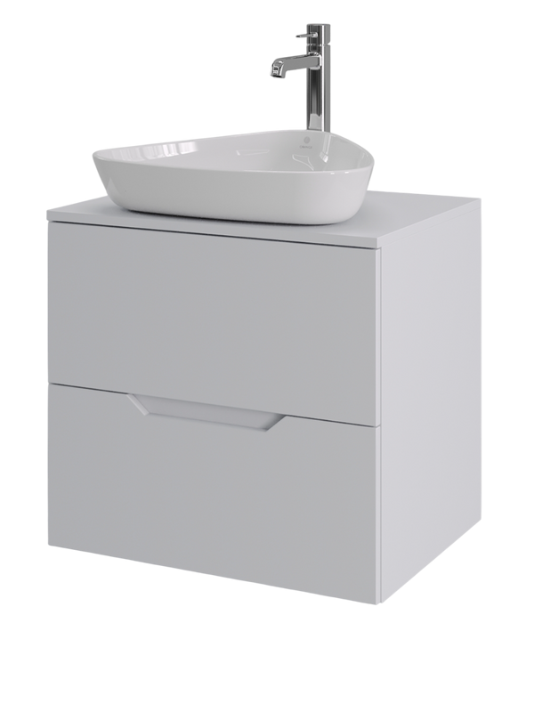 Тумба с раковиной Orange Line 60 подвесная, 2 ящика, матовая белая с раковиной B07-500W