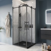 Душевой уголок BelBagno Marino -A-2-100-C-NERO профиль черный матовый