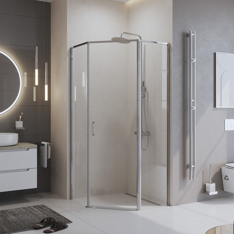 Душевой уголок BelBagno Uno 195 P 1 90 C Cr стекло прозрачное