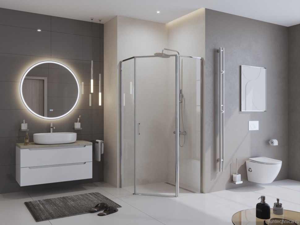 Душевой уголок BelBagno Uno 195 P 1 90 C Cr стекло прозрачное