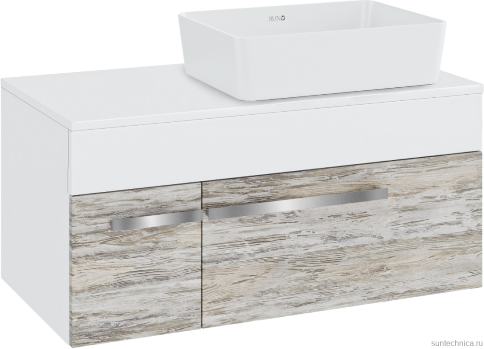 Тумба с раковиной Runo Вудлайн 85 подвесная, скандинавский дуб, раковина Tre 50