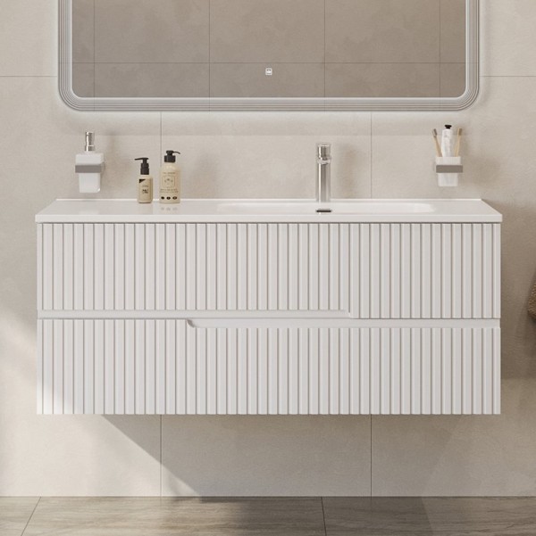 Тумба с раковиной Cezares Duet 120 R bianco lucido, раковина белая CZR-8095-120-R