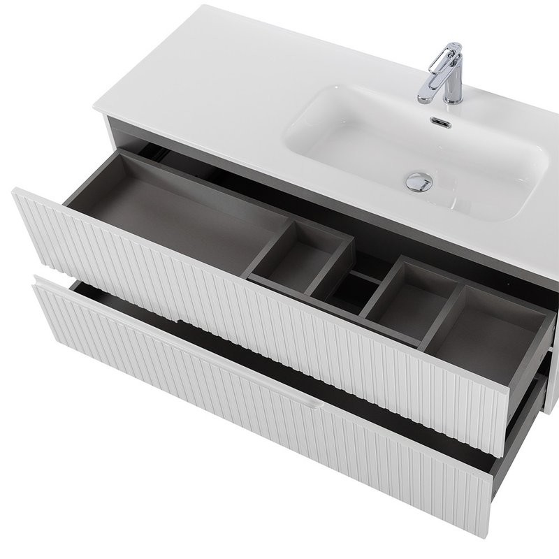 Тумба с раковиной Cezares Duet 120 R bianco lucido, раковина белая CZR-8095-120-R