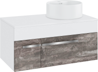 Тумба с раковиной Runo Вудлайн 85 подвесная, железный камень, раковина Sole 40